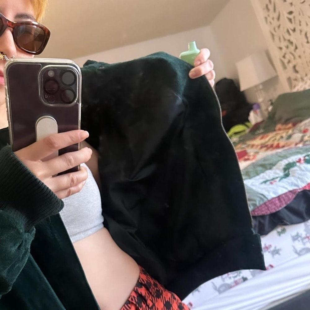 Deep Forest Green Leather Jacket View 3